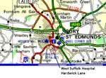 Bury St Edmunds road map